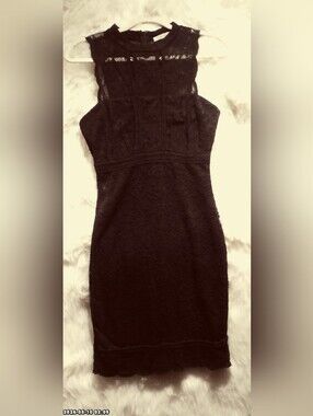 Liberty Love Black Lace High Neck Midi Dress Small